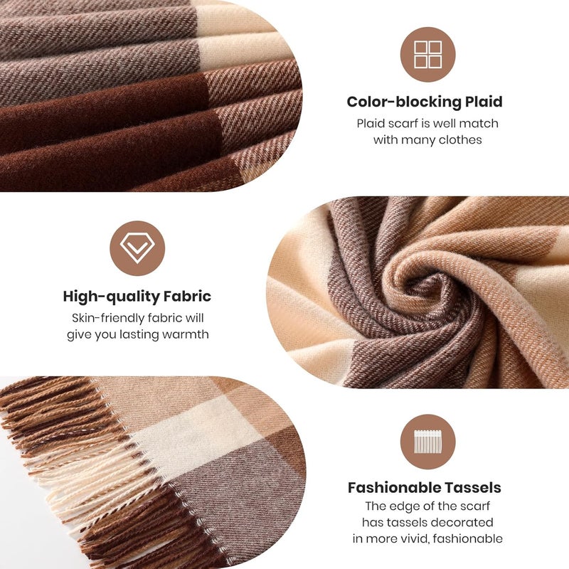 Pleneal Scarf for Women, Womens Winter/Fall Scarf,Long Plaid Shawls and Wraps, Cashmere Feel Blanket Pashmina Scarves - Image 3